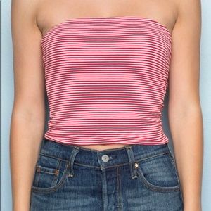 red and white striped stretchy tube top